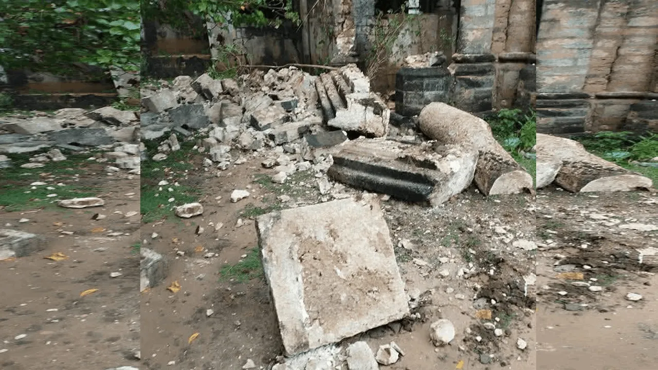 மழை காரணமாக தொல்பொருள் சின்னம் சேதம்